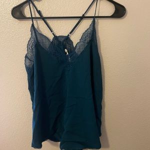 Teal lace cami